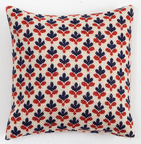 Pillow: Cream with Blue and Red Design